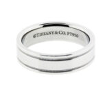 Tiffany & Co Double Milgrain Wedding Band Ring In Platinum Size 8