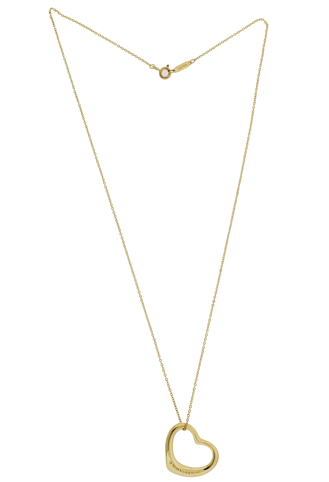Tiffany & Co. 18k Gold Elsa Peretti Open Heart Pendant Necklace – Oliver  Jewellery
