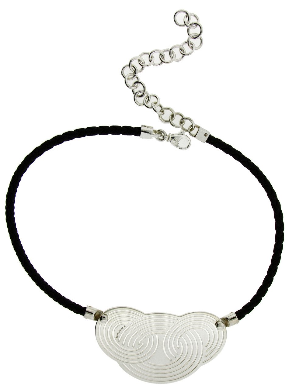 Bulgari black leather cord necklace 