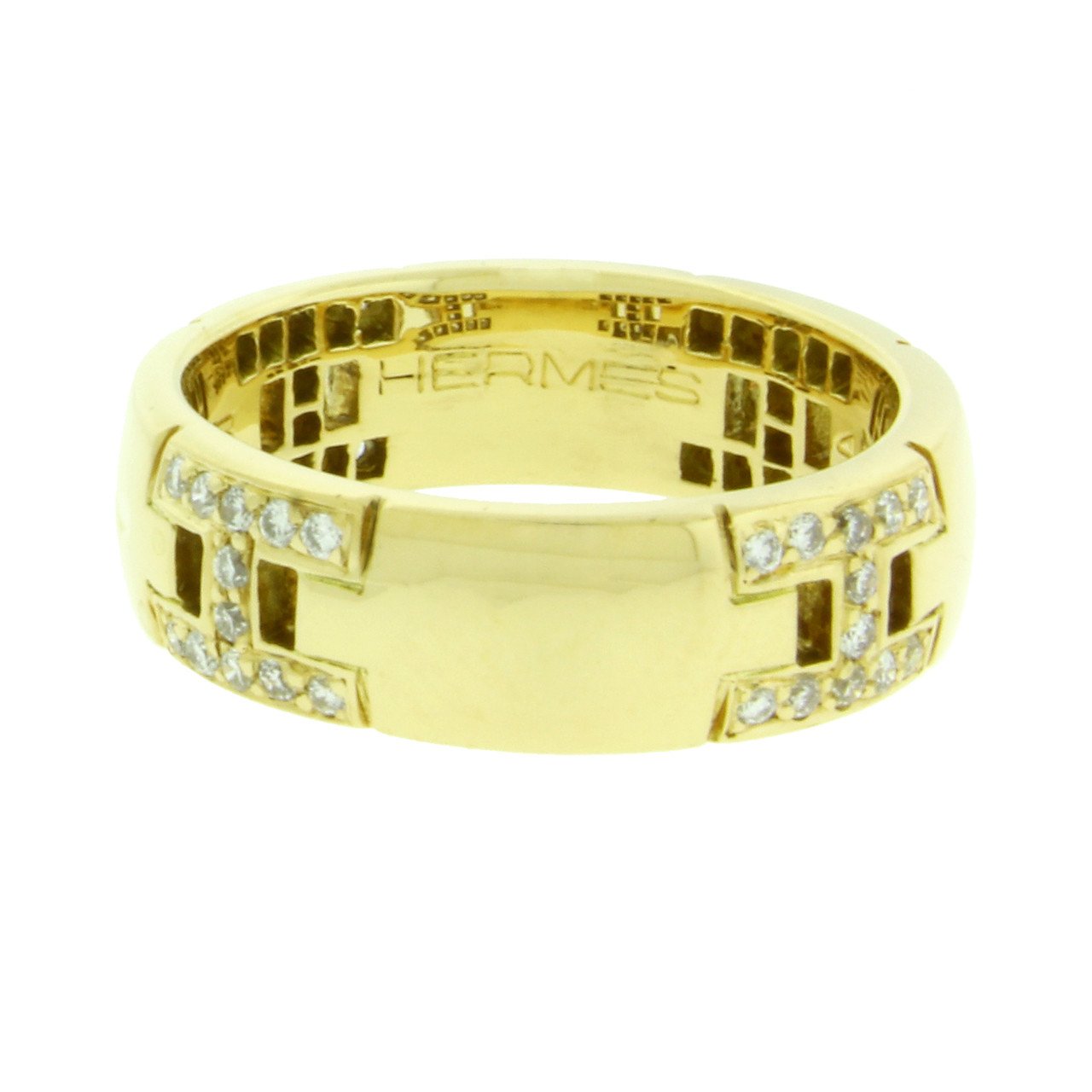 Hermès H diamond ring in 18k yellow gold in good condition size 4.5