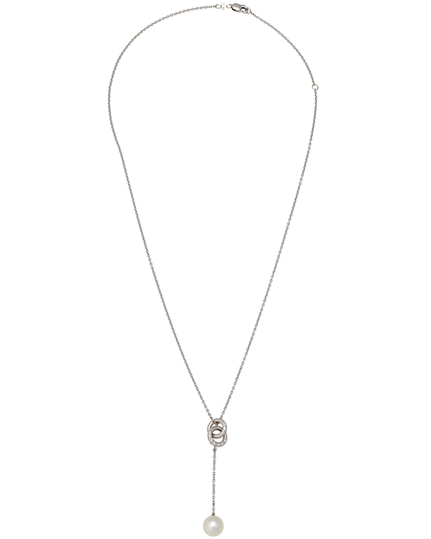Mikimoto Diamond And 8 15mm Akoya Pearl Dangle Necklace In 18k White Gold