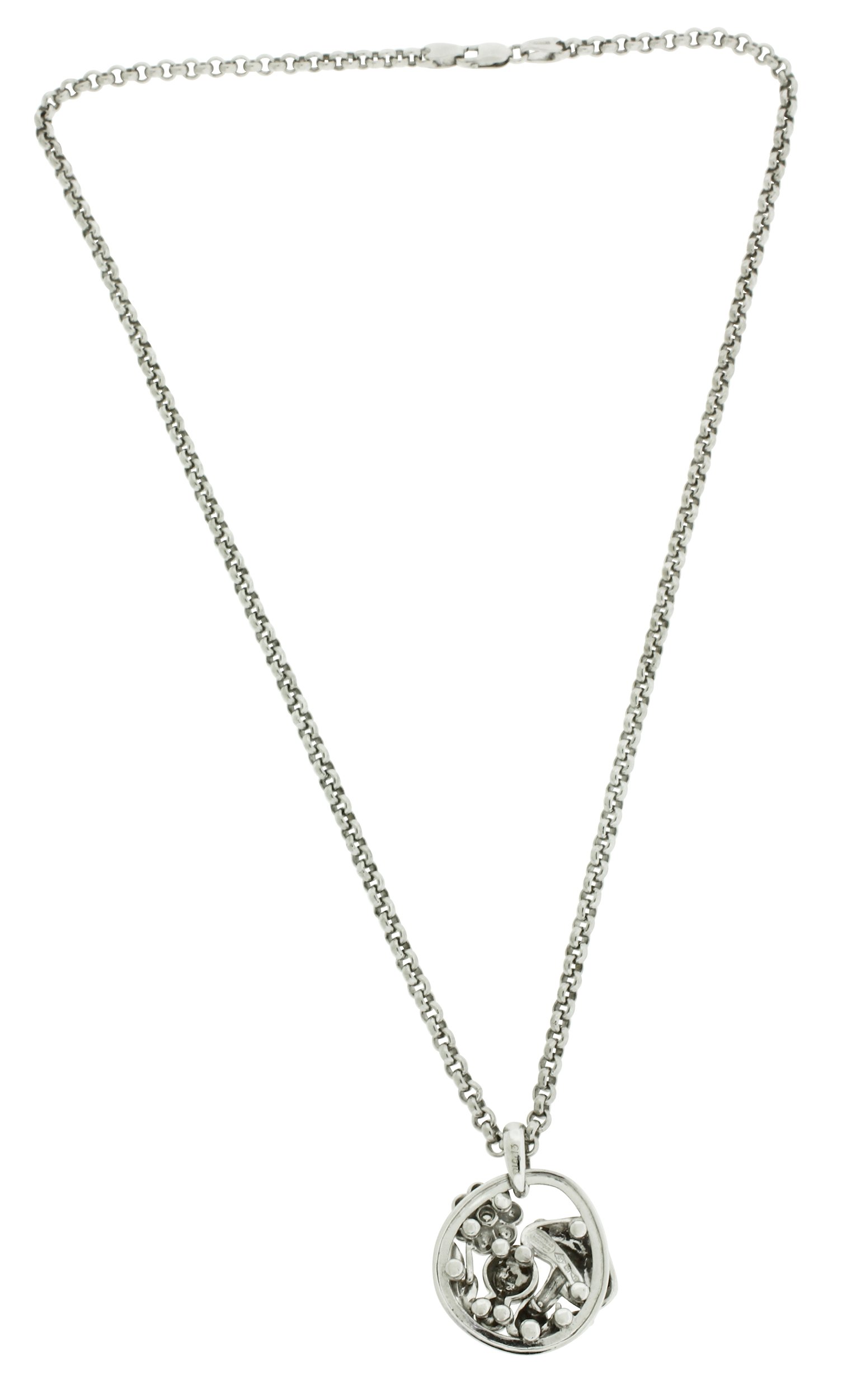 Mouawad ladies diamond Flower Necklace In 18k white Gold 16