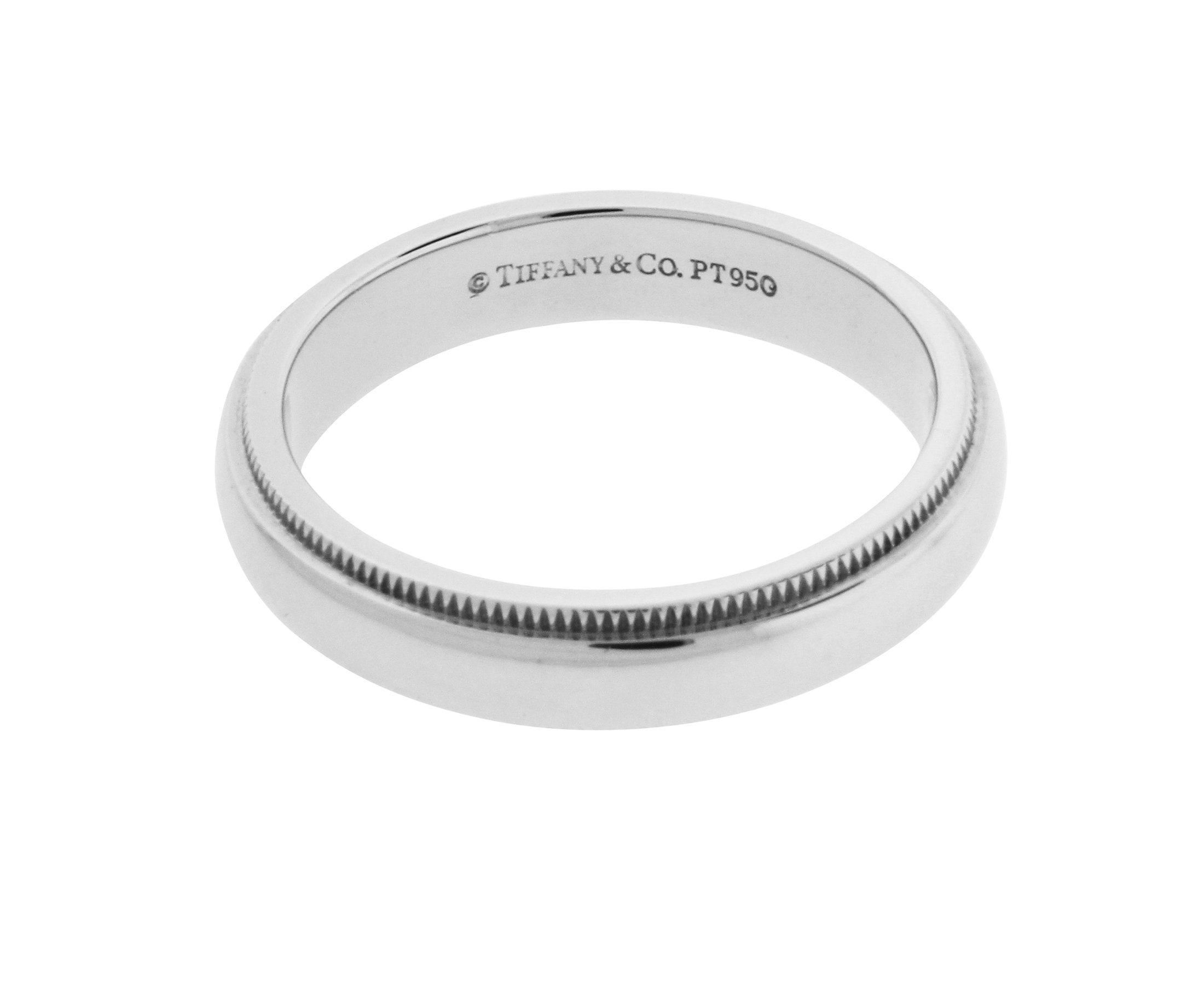 TIFFANY & CO 4 mm milgrain wedding band in platinum 6