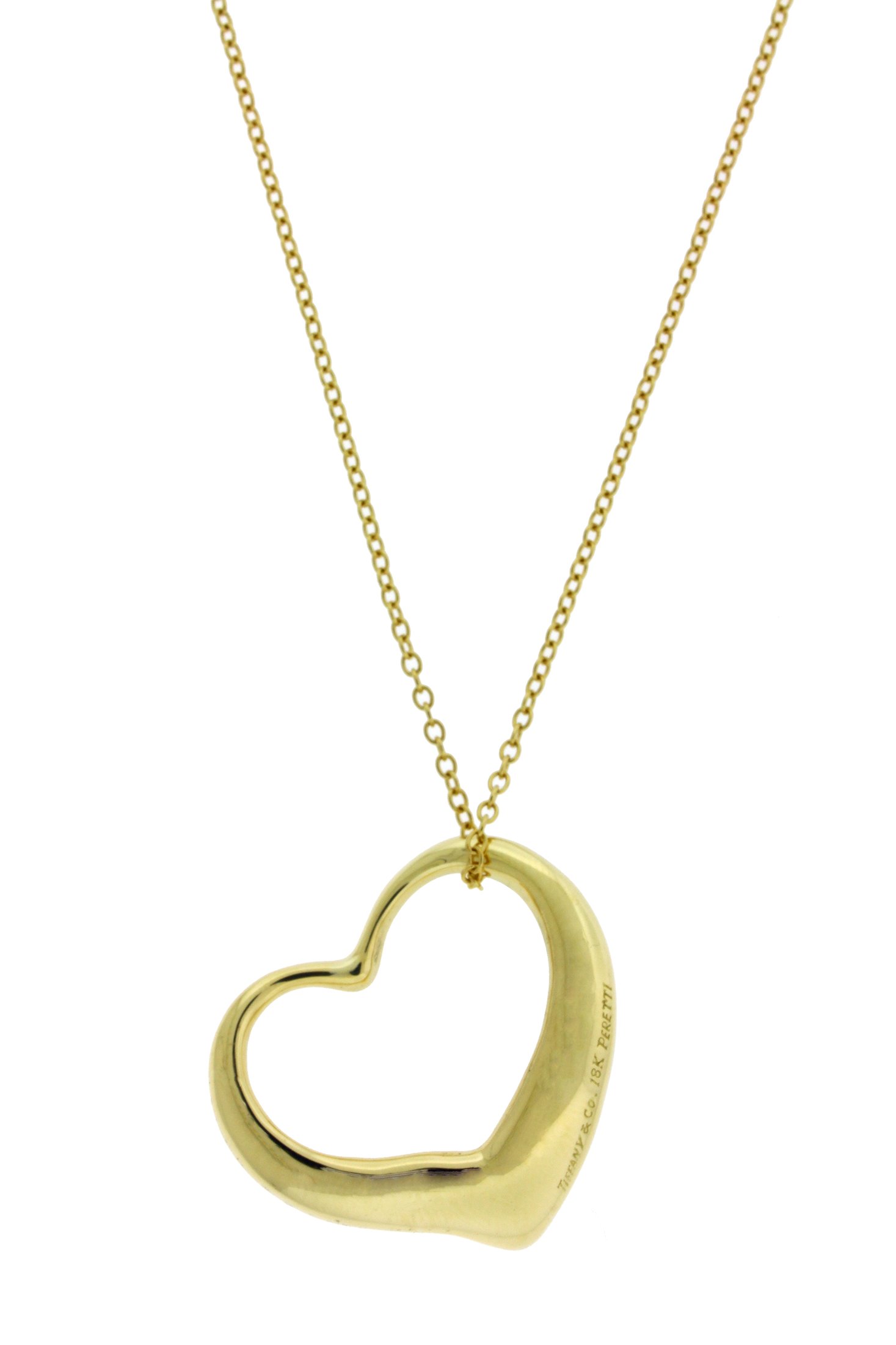 Tiffany & Co Elsa Peretti large diamond heart Necklace in 18k 28 inches