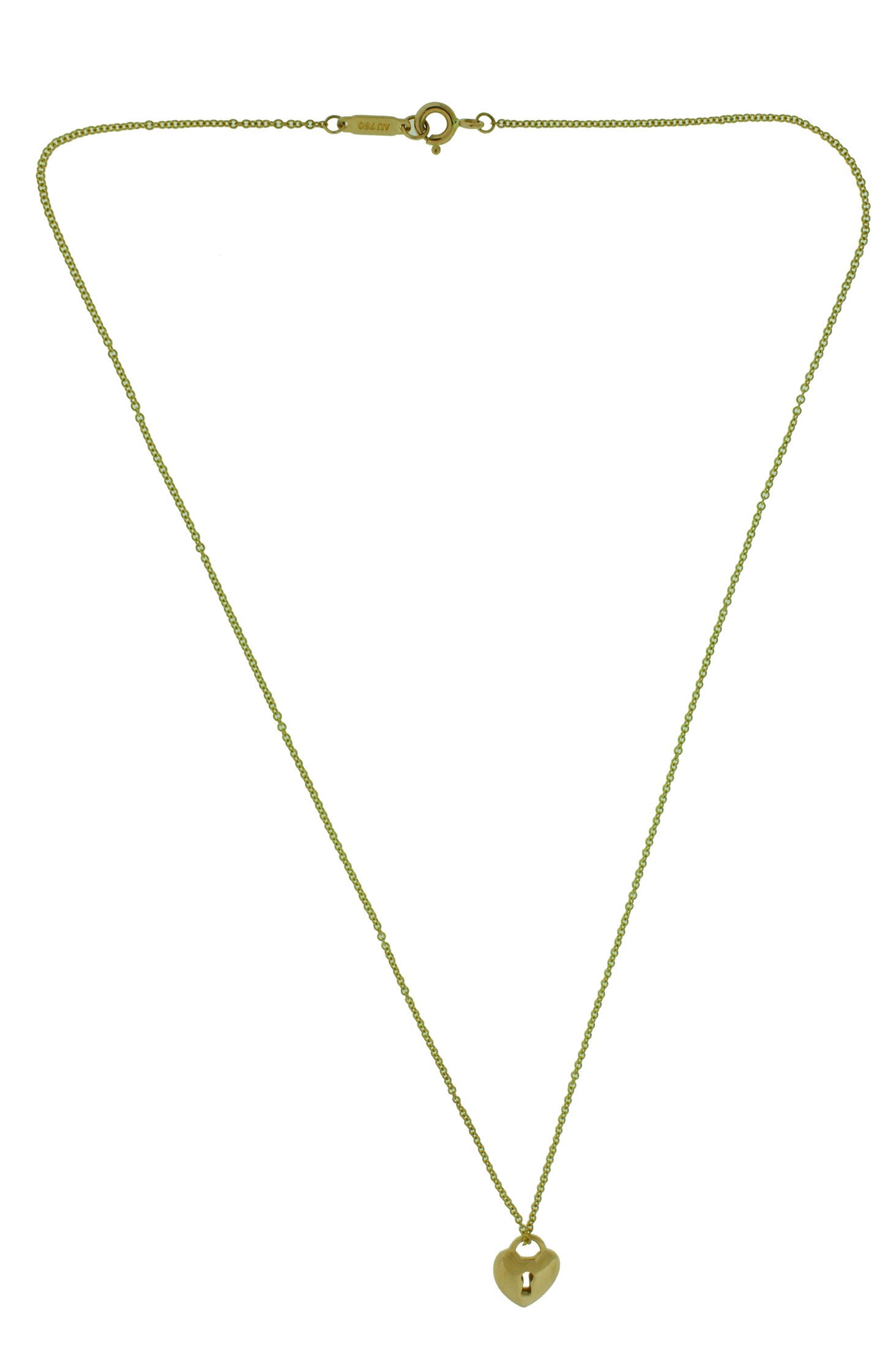 Tiffany & Co. 18k Yellow Gold Small Lock Pendant Necklace