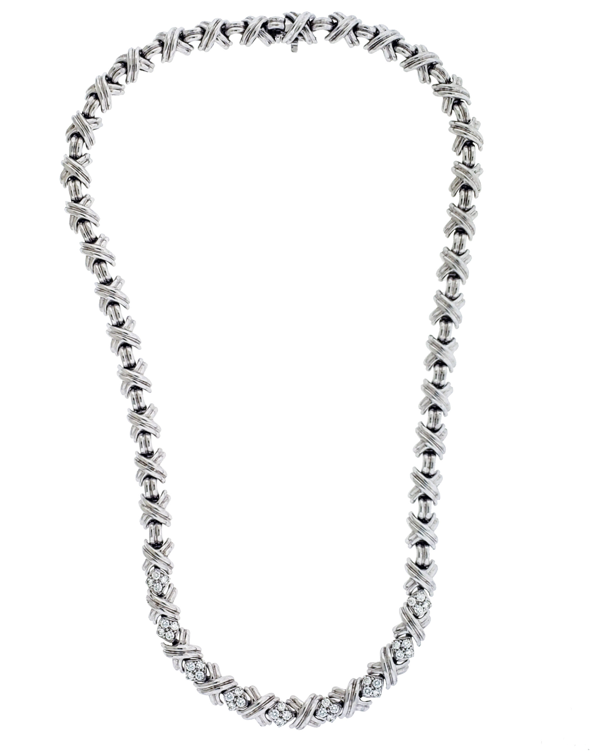 Tiffany & Co Signature X Diamond Necklace In 18K White Gold - Jewelry ...