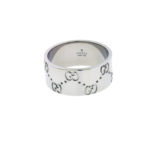 Gucci Icon Band Ring In 18K White Gold Size 19 USA 8.75