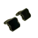 Stephen Webster Sterling Silver England Made Me Cuban Leaf Stone Inlay Onyx Cufflinks