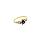 Tiffany & Co Diamond & Blue Sapphire Band Ring 18K Yellow Gold Size 5.75