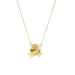 Tiffany & Co 18K Ribbon / Bow Necklace In 18K Yellow Gold