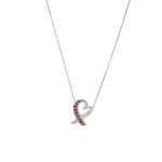 Tiffany & Co Paloma Picasso 18K Pink Sapphire Loving Heart Necklace
