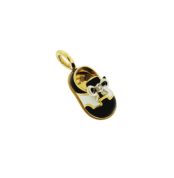 18K Yellow Gold Black & White Saddle Shoe Pendant Charm