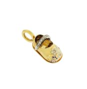 Aaron Basha 18K Gold Spring Design & Diamond Strap Baby Shoe Pendant Charm (1)