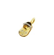 Aaron Basha 18K Gold Spring Design & Diamond Strap Baby Shoe Pendant Charm (2)