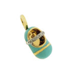 Aaron Basha 18K Yellow Gold Diamond Strap Baby Shoe Pendant / Charm