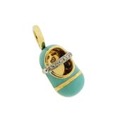Aaron Basha 18K Yellow Gold Diamond Strap Baby Shoe Pendant Charm (1)