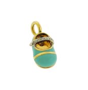Aaron Basha 18K Yellow Gold Diamond Strap Baby Shoe Pendant Charm (2)
