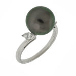Mikimoto 11.8 mm Back South Sea Pearl & Diamond Ring In Platinum