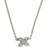 Tiffany & Co Small Cross Stitch X Diamond Necklace In 18K White Gold