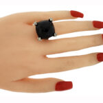 David Yurman 20mm Cushion On Point  Black Onyx & Diamonds Silver Ring