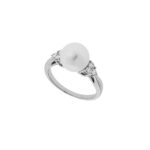 Mikimoto 8.7 mm Akoya Pearl Diamond Ring In Platinum