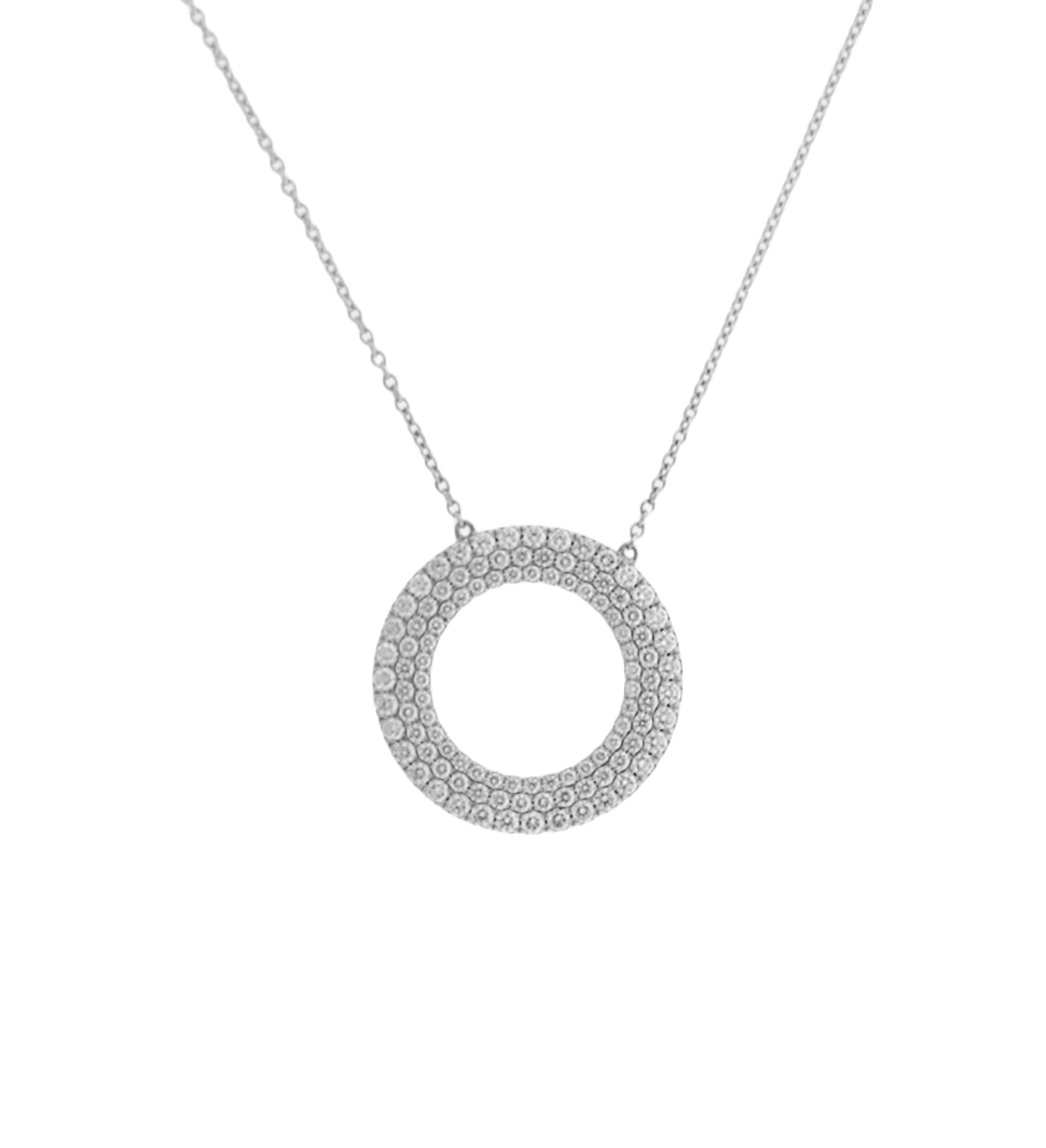Tiffany Co 3 Row Metro Circle Diamond Necklace In 18K White Gold 1