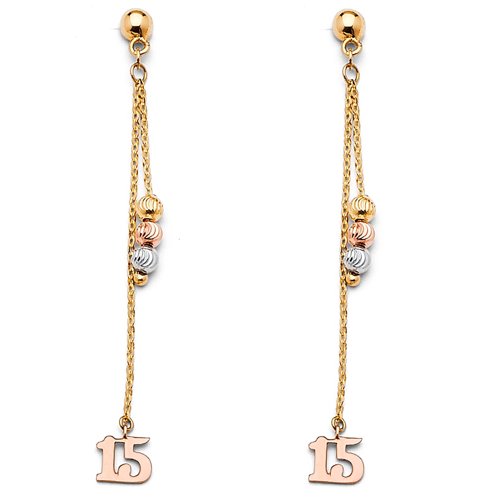 Rose gold hanging type earrings floral desing multicolor with cz stone –  Cherrypick