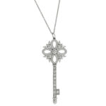 Tiffany & Co Victoria Large Diamond Key Pendant Necklace In Platinum